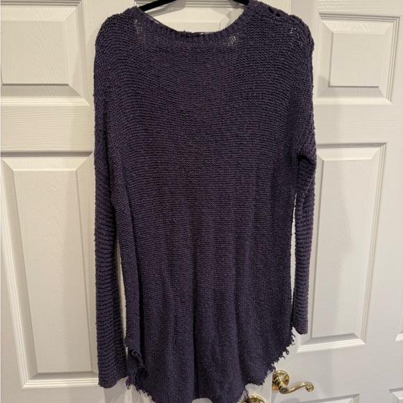 Free People distressed soft purple long sweater - Picture 2 of 3